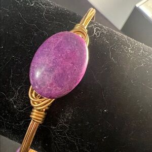 Bourbon and Bow tie Bangle Bracelet with Purple Stones